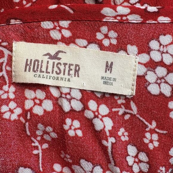 Hollister Boho Hippie Festival Bell Sleeve Romantic Red Floral Romper Women Sz M - Picture 4 of 6